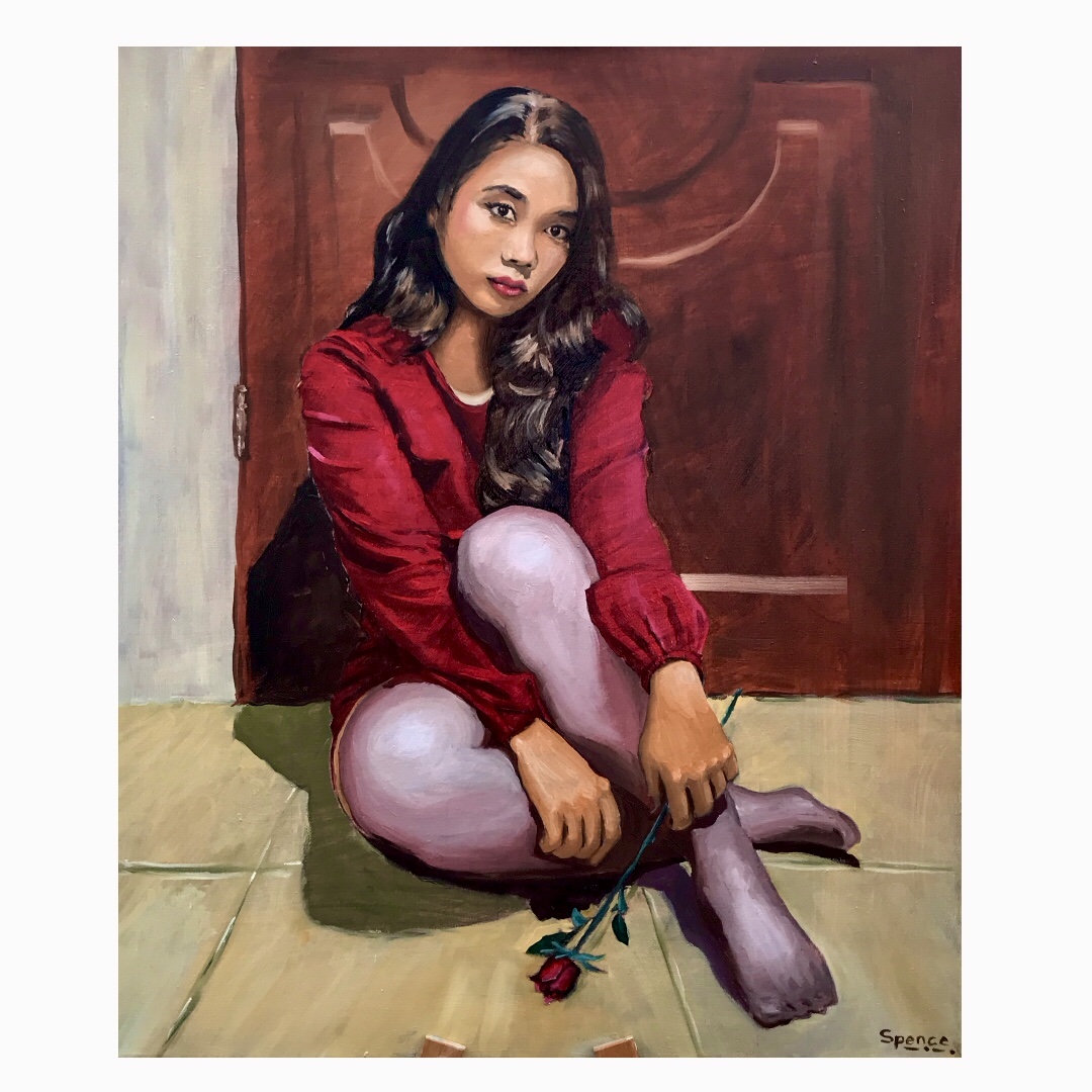 Pensive in Red